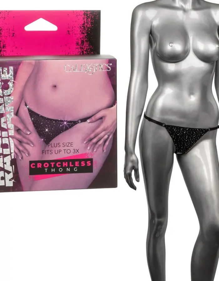 Radiance Plus Size Crotchless Thong - Black