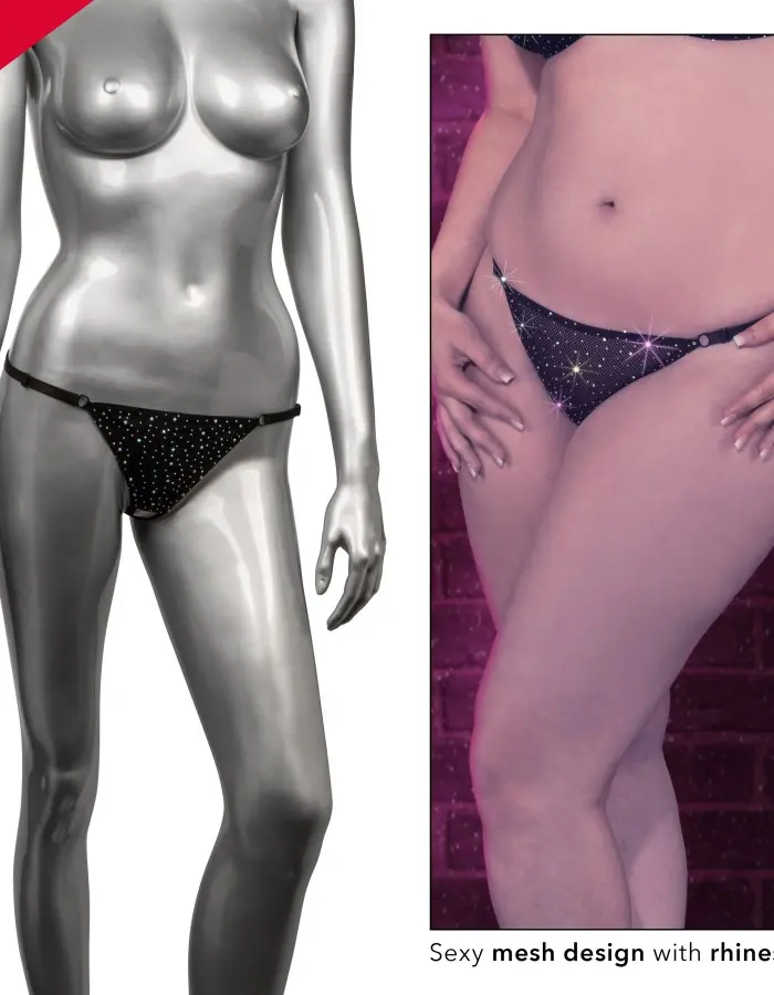 Radiance Plus Size Crotchless Thong - Black