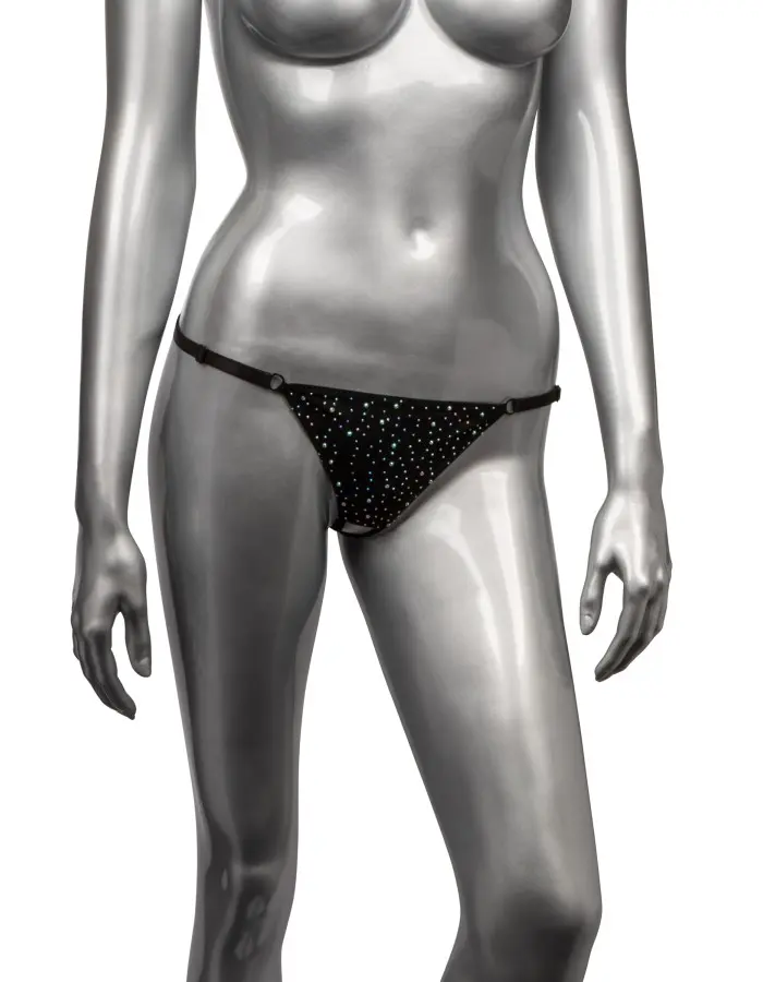 Radiance Plus Size Crotchless Thong - Black