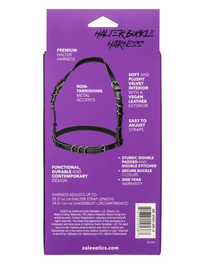 Euphoria Collection Halter Buckle Harness - Black