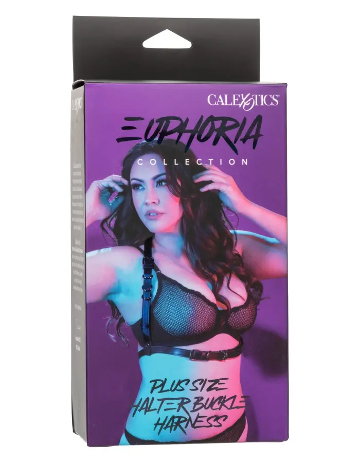 Euphoria Collection Plus Size Halter Buckle Harness - Black