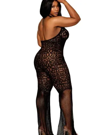 Flair Leg Bodystocking - Queen Size - Black