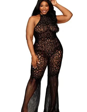 Flair Leg Bodystocking - Queen Size - Black