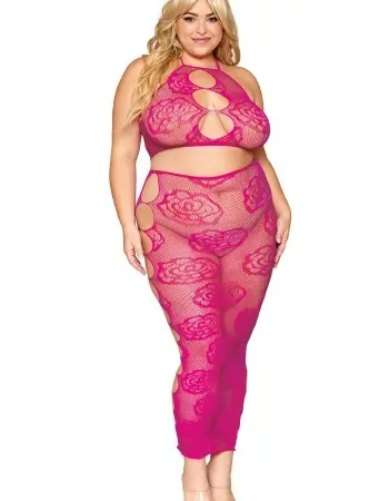 Bralette and Long Skirt - Queen Size - Beet