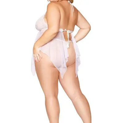 Babydoll and G-String - Queen Size - White