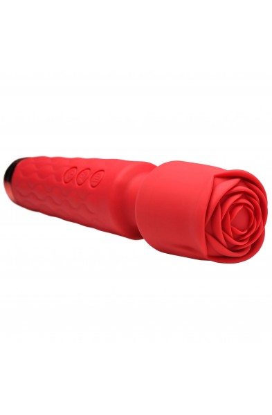 Pleasure Rose 10x Silicone Wand With Rose  Attachment - Red