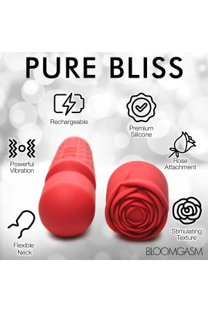 Pleasure Rose 10x Silicone Wand With Rose  Attachment - Red