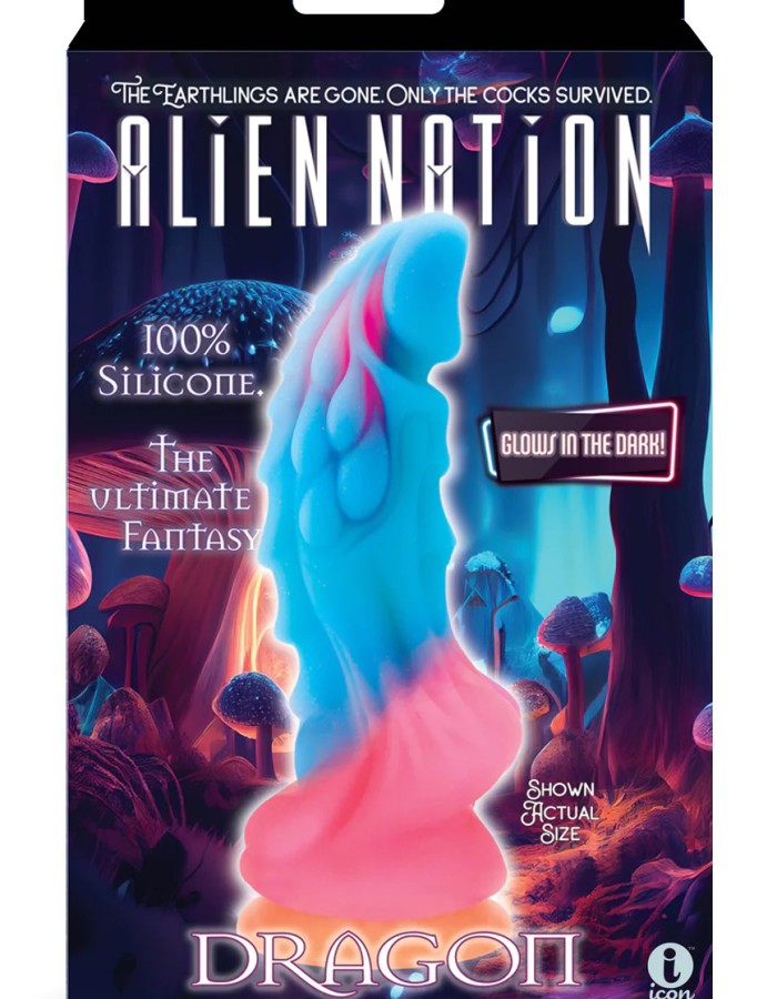 Alien Nation Dragon Silicone Glow in the Dark Creature Dildo - Multicolor
