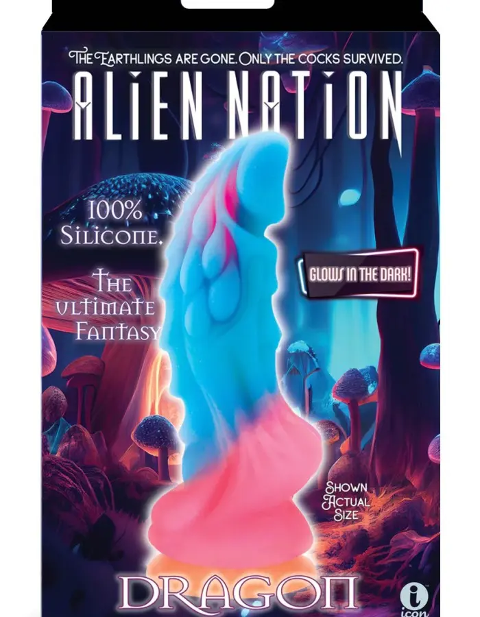 Alien Nation Dragon Silicone Glow in the Dark Creature Dildo - Multicolor