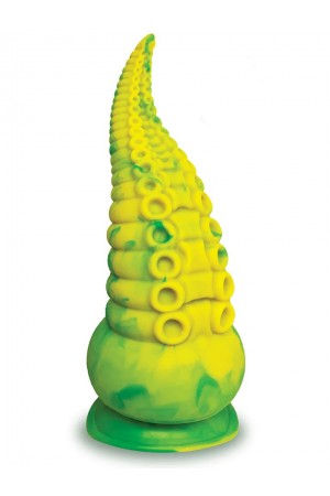 Alien Nation Octopod Silicone Rechargeable  Vibrating Creature Dildo - Yellow and Green