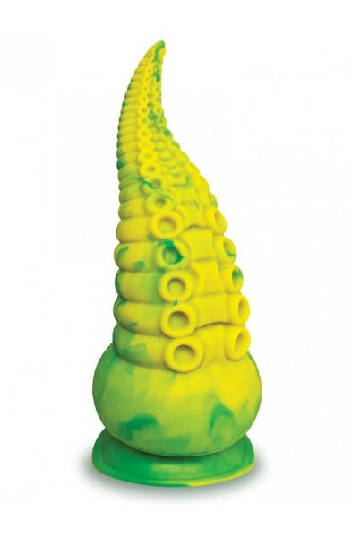 Alien Nation Octopod Silicone Rechargeable  Vibrating Creature Dildo - Yellow and Green