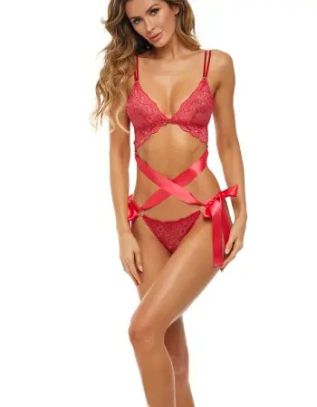 Love Status Lace 2 Pc Bra Set - Medium/large - Red