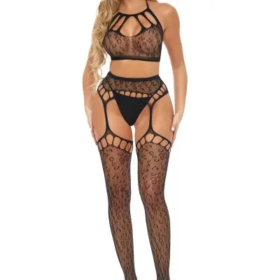 Rant With It 2 Pc Bra Set - One Size - Black