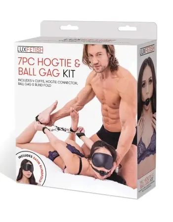 7 Pc Hogtie and Ball Gag Kit - Black
