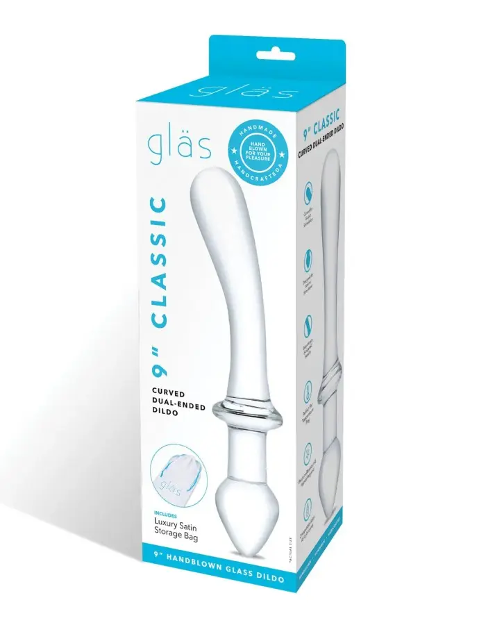 9 Inch Classic Curved Dual-Ended Dildo - Clear