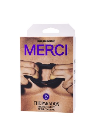 Merci - the Paradox - Silicone Covered Metal Cock Ring - 35mm - Black