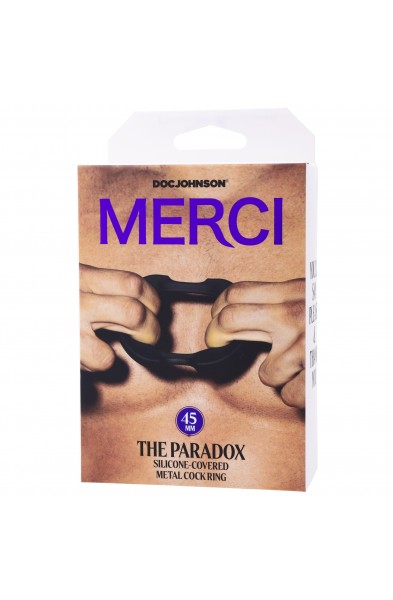 Merci - the Paradox - Silicone Covered Metal Cock  Ring - 45mm - Black