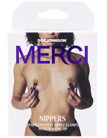 Merci - Nippers - Stainless Steel Nipple Clamps With Silicone Tip - Black