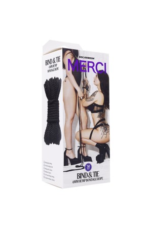 Merci - Bind and Tie - 6mm Hemp Bondage Rope - 30  Feet - Black