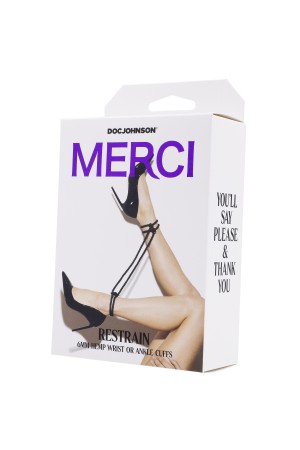 Merci - Restrain - 6mm Hemp Wrist or Ankle Cuffs - Black