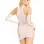 2 Pc Lace Racer Back Mini Dress and Gloves - One Size - White