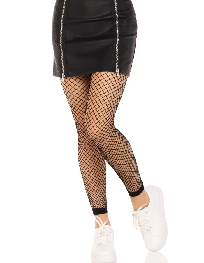 Industrial Net Footless Tights - One Size - Black