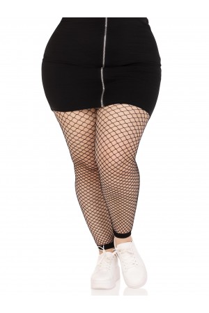 Industrial Net Footless Tights - 1x/2x - Black