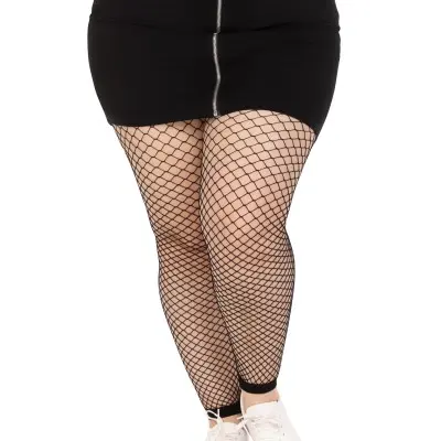 Industrial Net Footless Tights - 1x/2x - Black