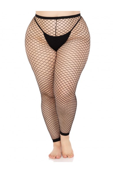 Industrial Net Footless Tights - 1x/2x - Black