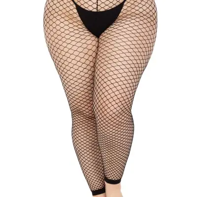 Industrial Net Footless Tights - 1x/2x - Black