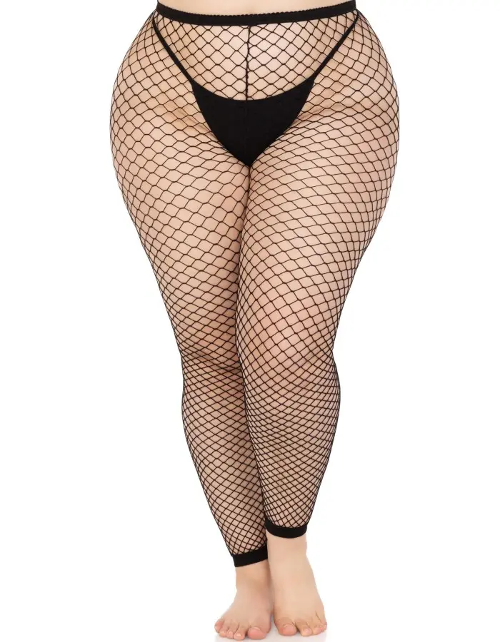 Industrial Net Footless Tights - 1x/2x - Black