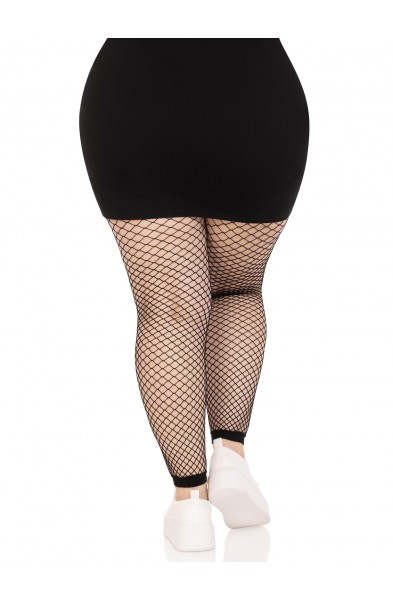 Industrial Net Footless Tights - 1x/2x - Black