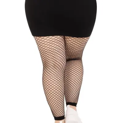 Industrial Net Footless Tights - 1x/2x - Black
