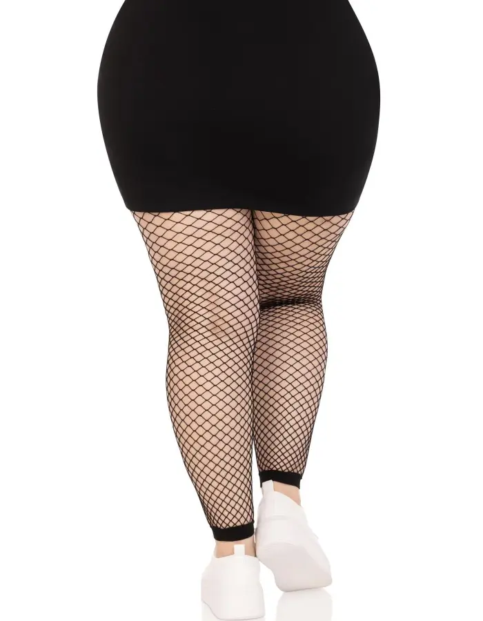 Industrial Net Footless Tights - 1x/2x - Black
