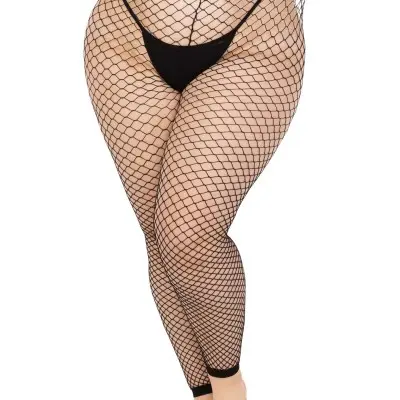 Industrial Net Footless Tights - 1x/2x - Black
