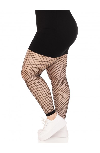 Industrial Net Footless Tights - 1x/2x - Black