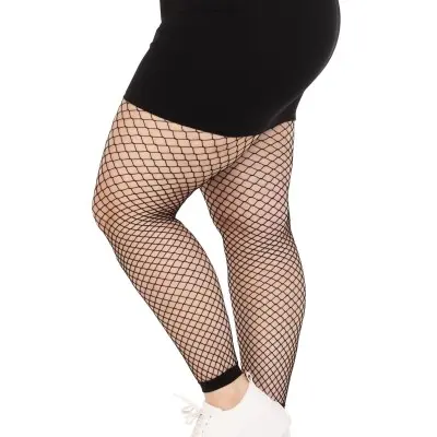 Industrial Net Footless Tights - 1x/2x - Black