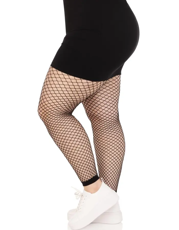 Industrial Net Footless Tights - 1x/2x - Black