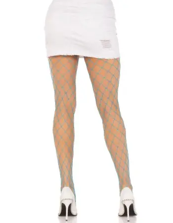 Spandex Diamond Net Tights - One Size - Neon Blue