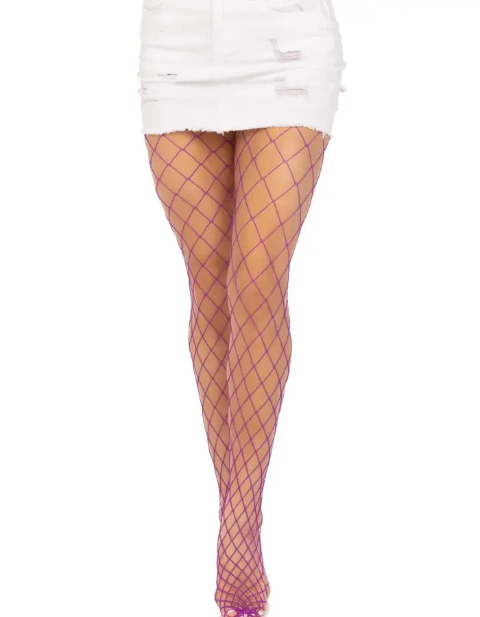 Spandex Diamond Net Tights - One Size - Purple