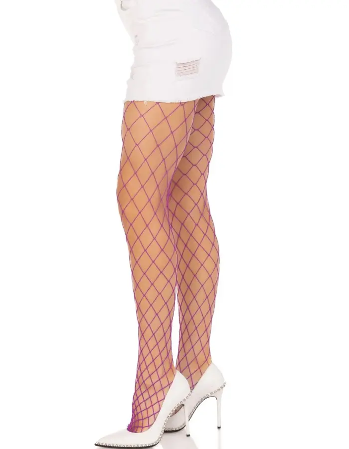 Spandex Diamond Net Tights - One Size - Purple
