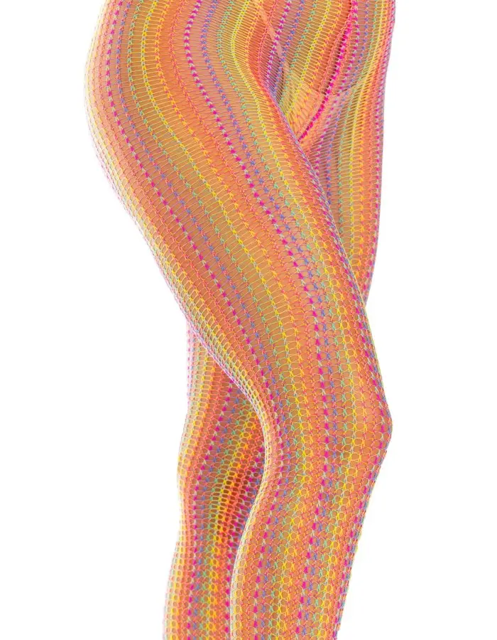 Rainbow Crochet Net Tights - One Size - Multicolor
