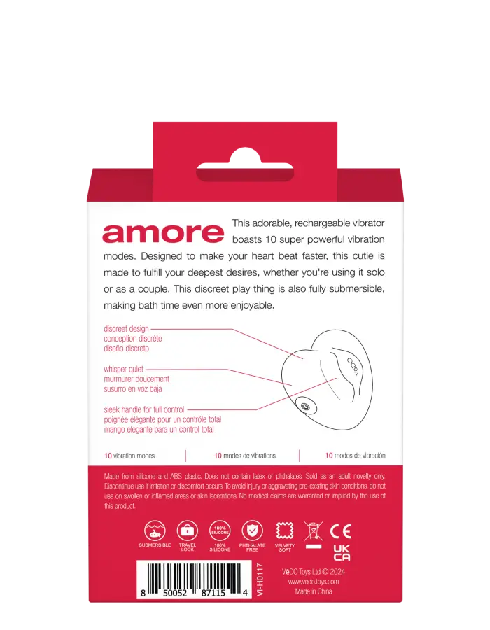 Amore Rechargeable Pleasure Vibe - Red