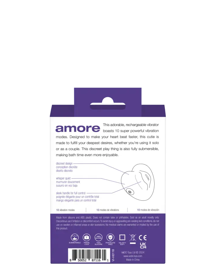 Amore Rechargeable Pleasure Vibe - Purple