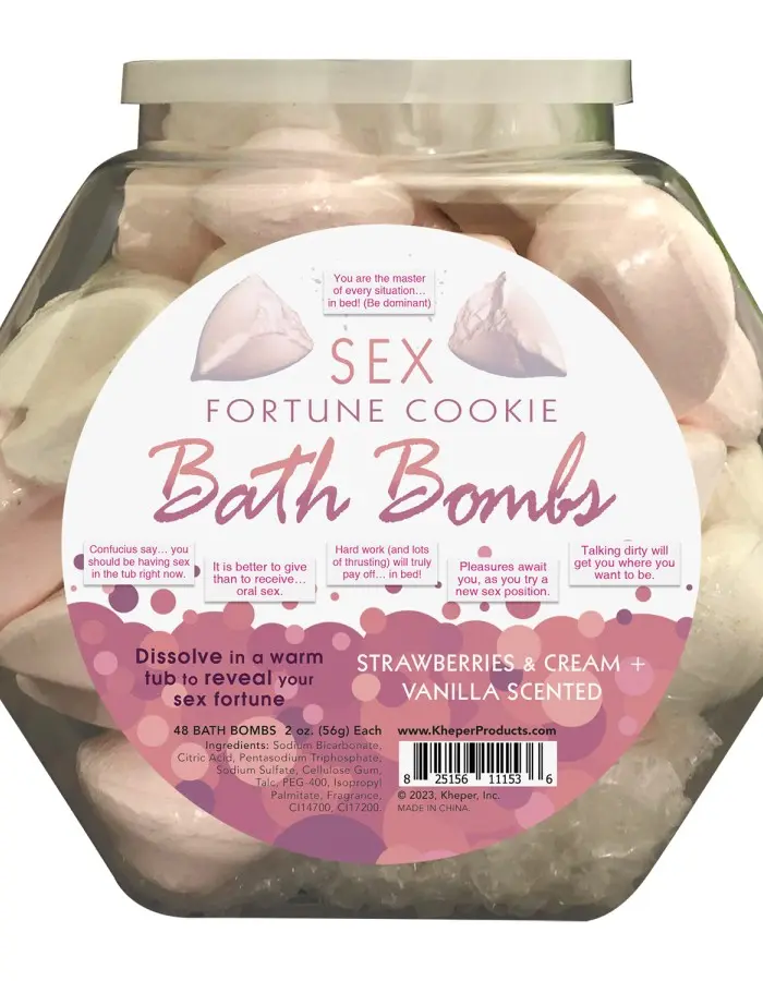 Sex Fortune Cookie Bath Bomb Fishbowl Display of  48 Units - Strawberry Cream and Vanilla