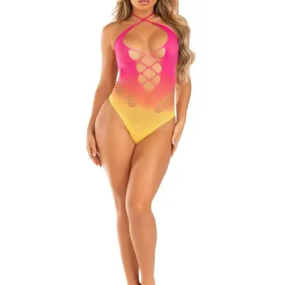 Ombre Halter Bodysuit - One Size - Sunset
