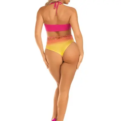 Ombre Halter Bodysuit - One Size - Sunset