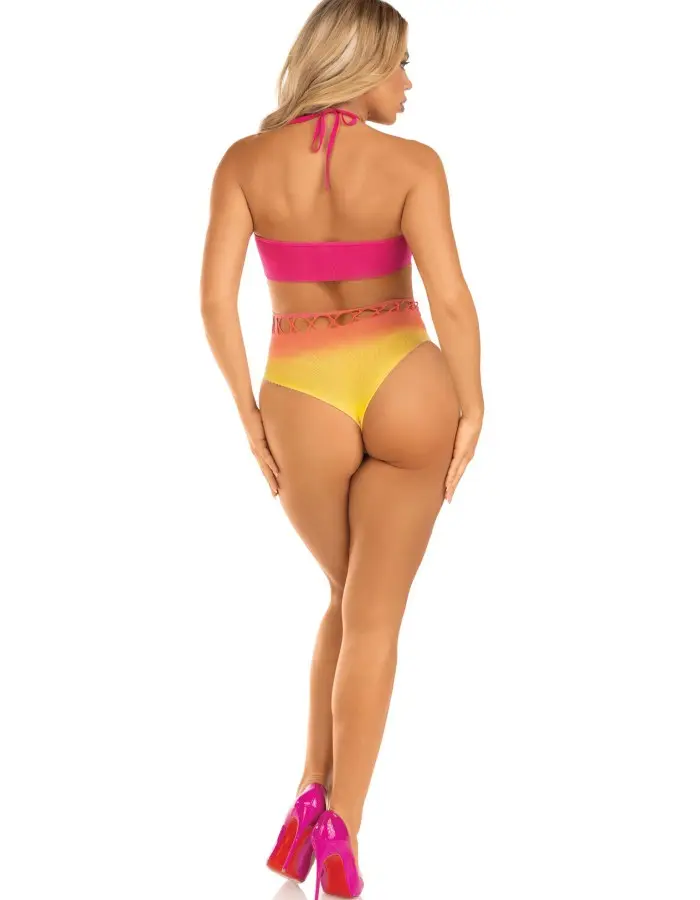 Ombre Halter Bodysuit - One Size - Sunset