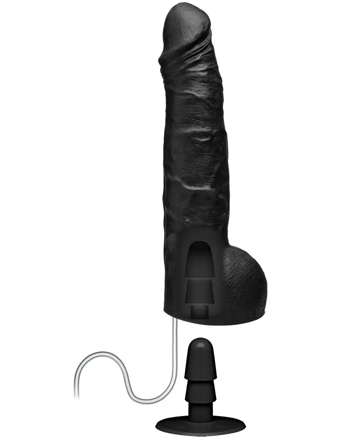 Merci - 10 Inch Dual Density Squirting Cumplay  Cock With Removable Vac-U-Lock Suction Cup -  Black
