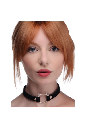 Kinky Kitty Ring Slim Choker - Black